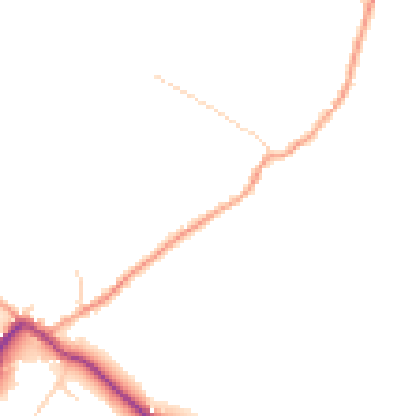 Daytime road noise heatmap for GU29 0BD