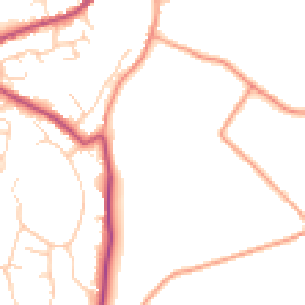 Daytime road noise heatmap for GU29 0BT