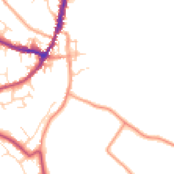 Daytime road noise heatmap for GU29 0ET