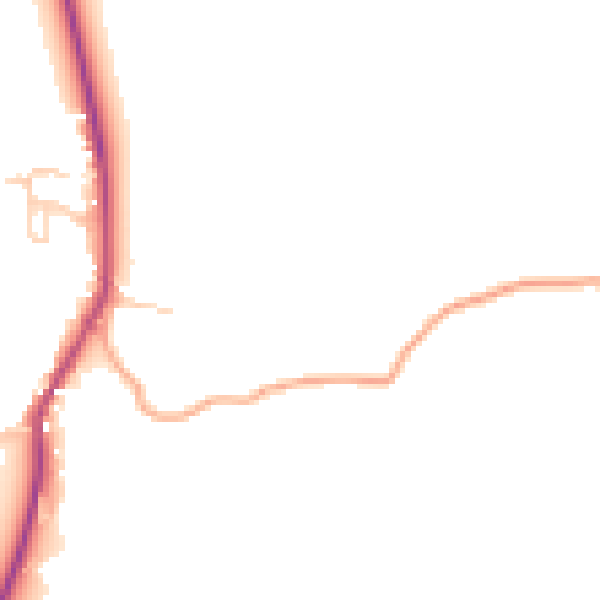 Daytime road noise heatmap for GU29 0HL