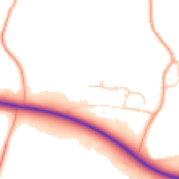 Daytime road noise heatmap for GU29 0NF
