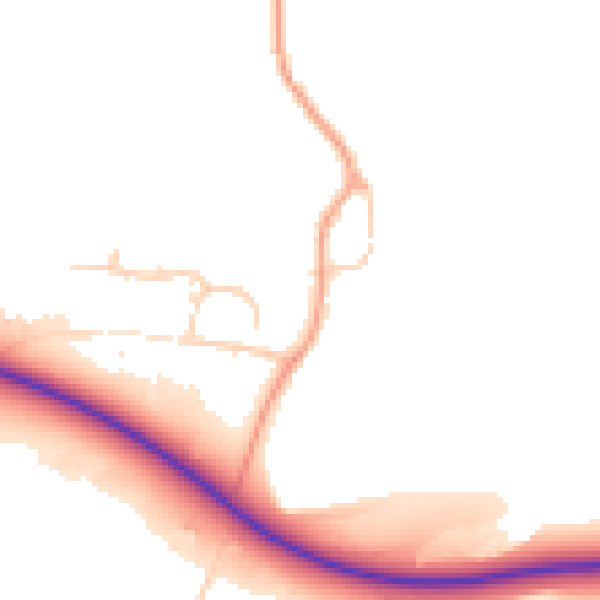 Daytime road noise heatmap for GU29 0NH