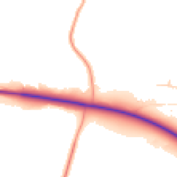 Daytime road noise heatmap for GU29 0PB