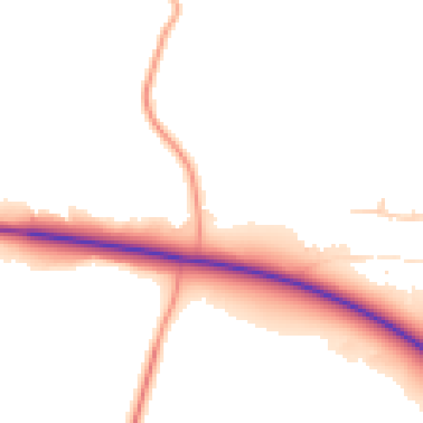 Daytime road noise heatmap for GU29 0PD