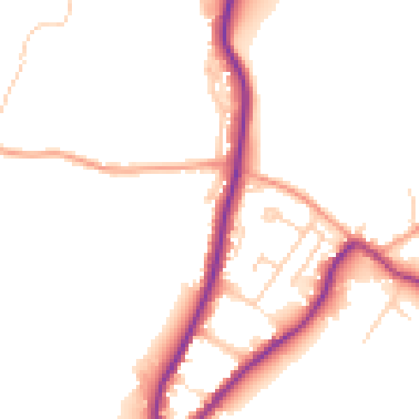Daytime road noise heatmap for GU29 9AA