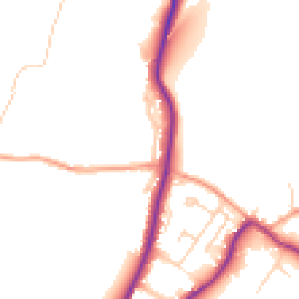 Daytime road noise heatmap for GU29 9AF