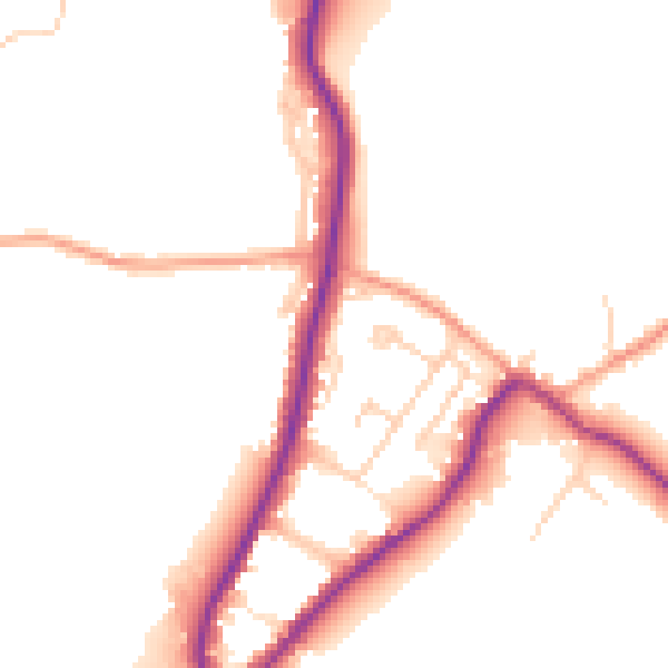 Daytime road noise heatmap for GU29 9AQ