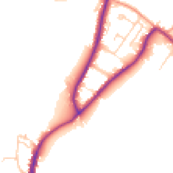 Daytime road noise heatmap for GU29 9AT