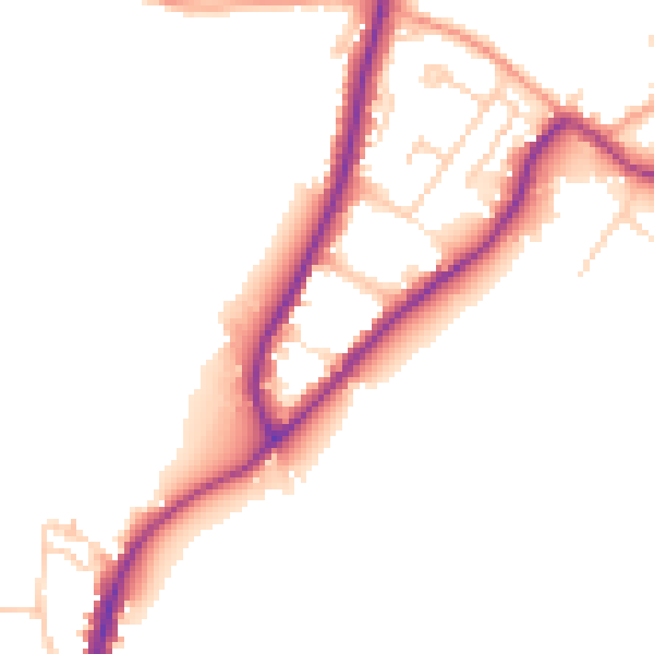 Daytime road noise heatmap for GU29 9AU