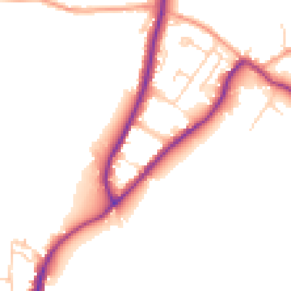 Daytime road noise heatmap for GU29 9AX
