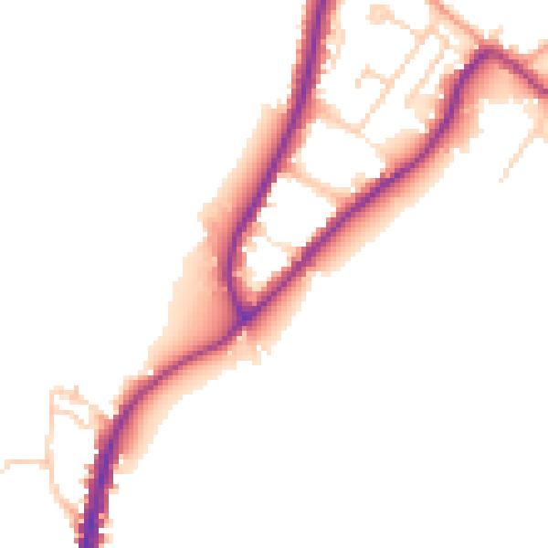 Daytime road noise heatmap for GU29 9AY