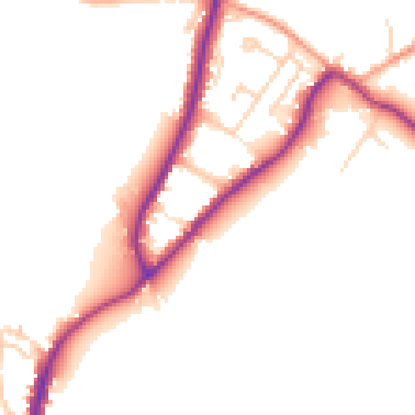 Daytime road noise heatmap for GU29 9AZ