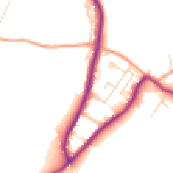 Daytime road noise heatmap for GU29 9BD