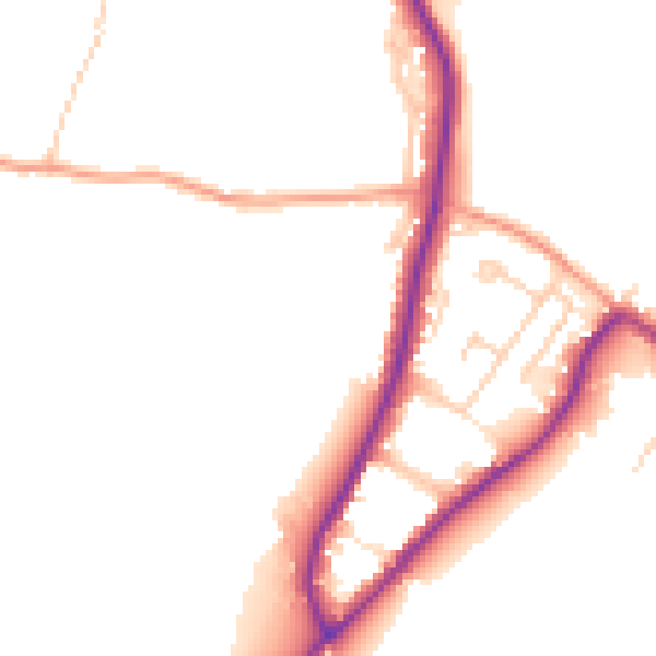 Daytime road noise heatmap for GU29 9BE