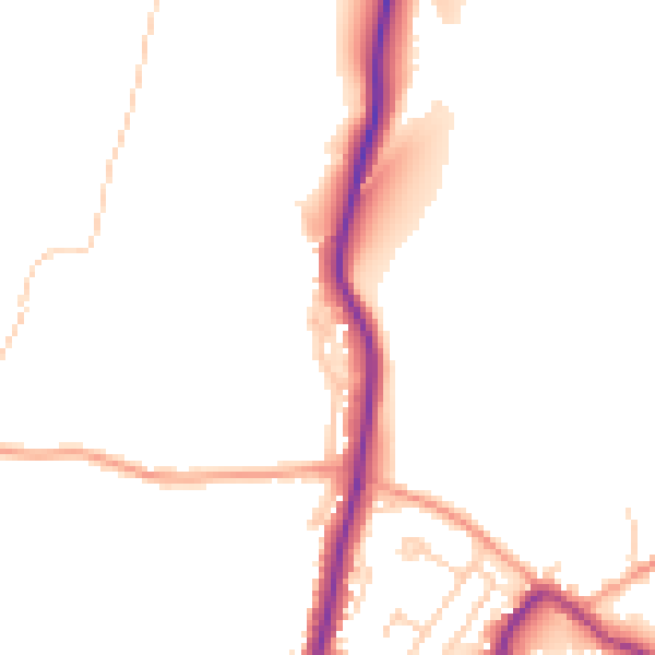 Daytime road noise heatmap for GU29 9BF