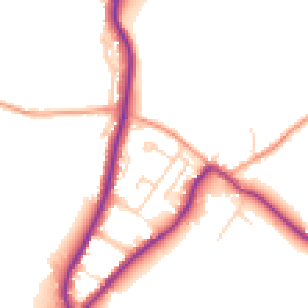 Daytime road noise heatmap for GU29 9BJ