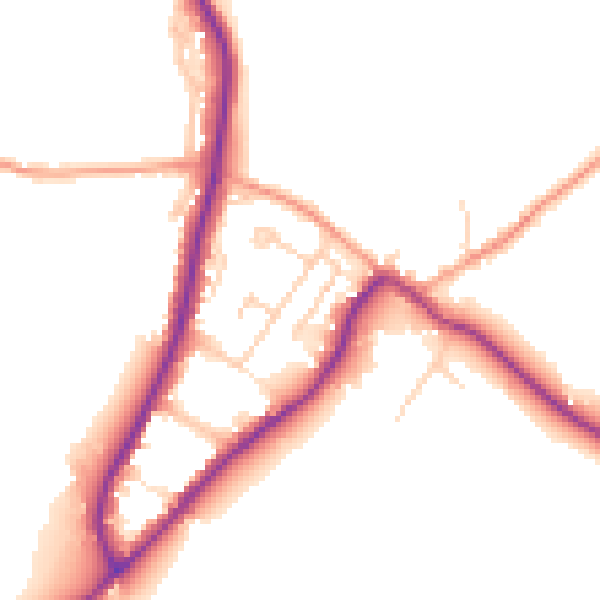 Daytime road noise heatmap for GU29 9BQ