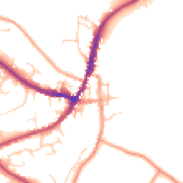 Daytime road noise heatmap for GU29 9DF