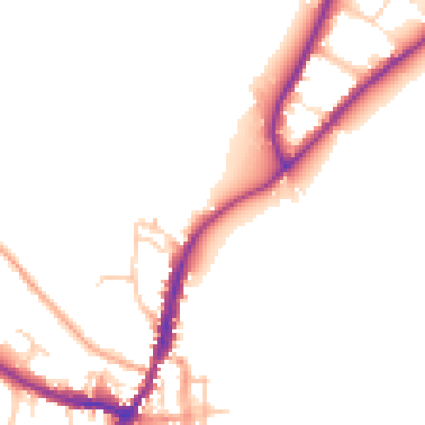 Daytime road noise heatmap for GU29 9DY