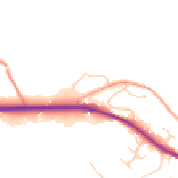Daytime road noise heatmap for GU29 9ET