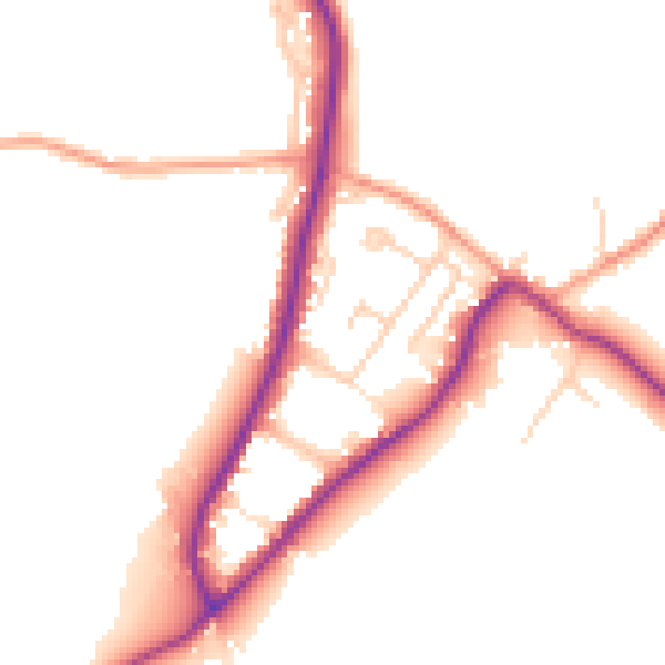 Daytime road noise heatmap for GU29 9FE