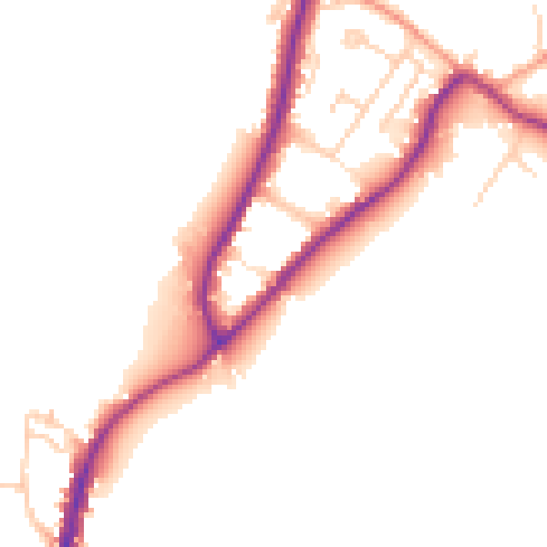 Daytime road noise heatmap for GU29 9FF