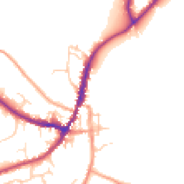 Daytime road noise heatmap for GU29 9FN