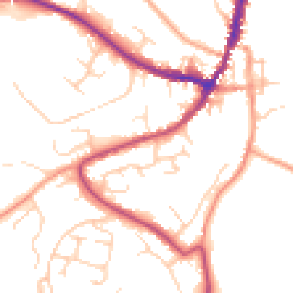 Daytime road noise heatmap for GU29 9GB