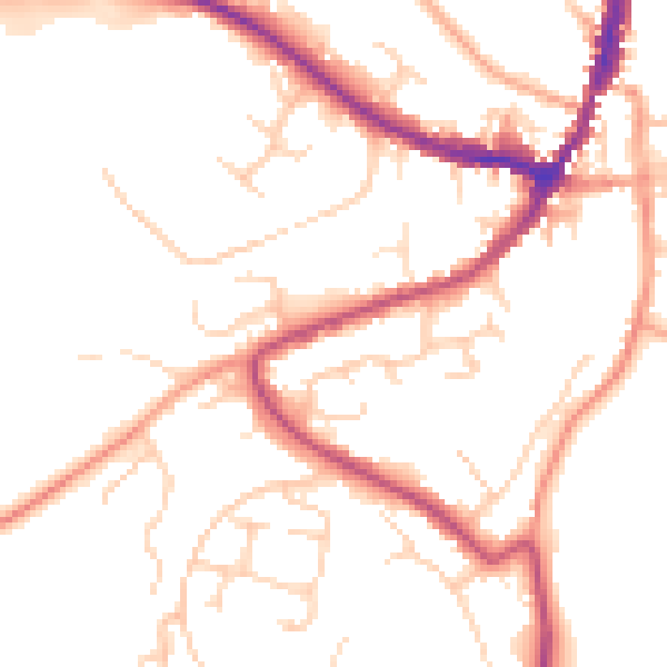 Daytime road noise heatmap for GU29 9HH