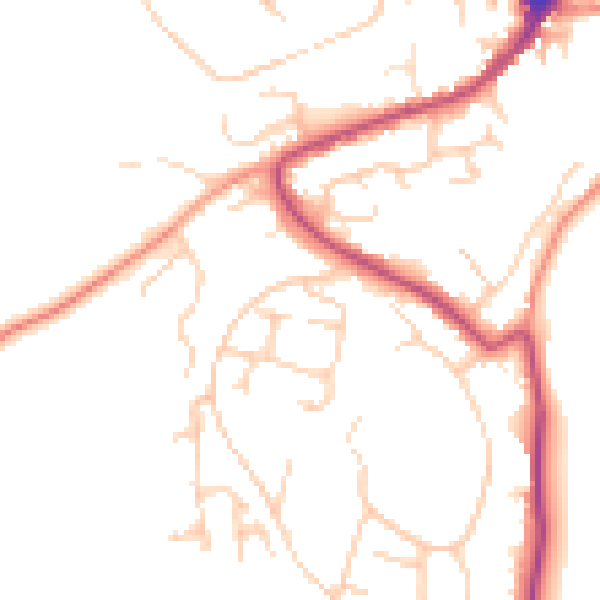 Daytime road noise heatmap for GU29 9HT