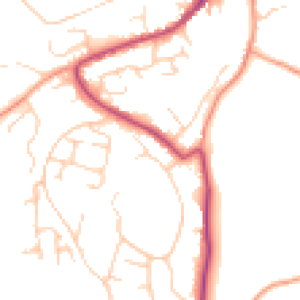 Daytime road noise heatmap for GU29 9HZ