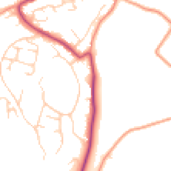 Daytime road noise heatmap for GU29 9JE