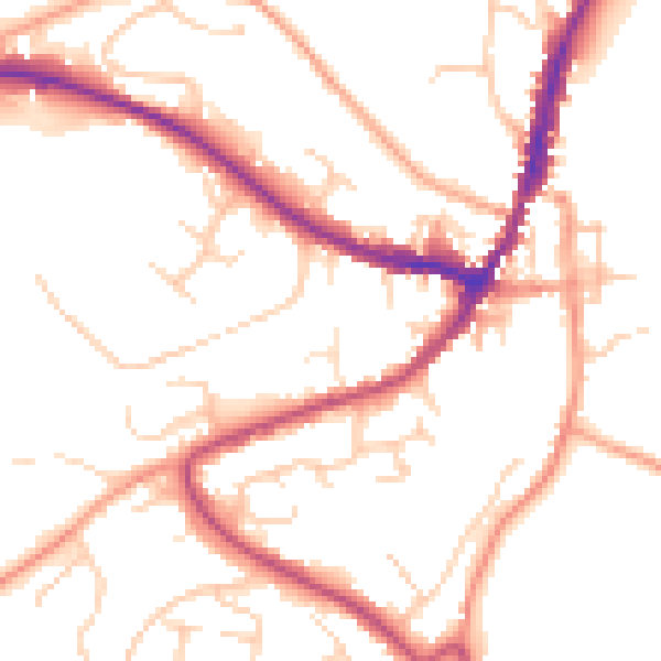 Daytime road noise heatmap for GU29 9JX