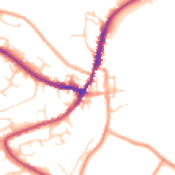 Daytime road noise heatmap for GU29 9ND