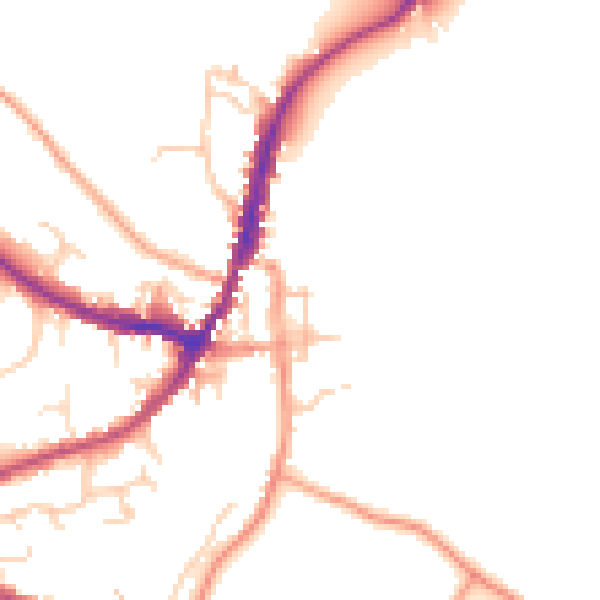 Daytime road noise heatmap for GU29 9NT