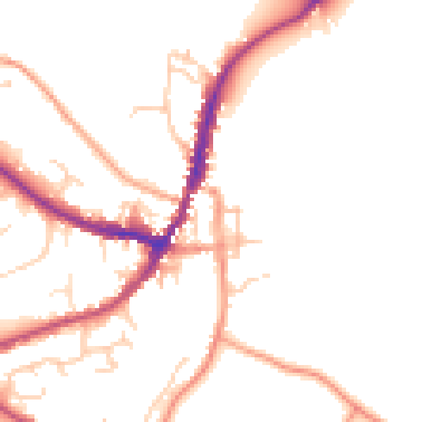 Daytime road noise heatmap for GU29 9NX