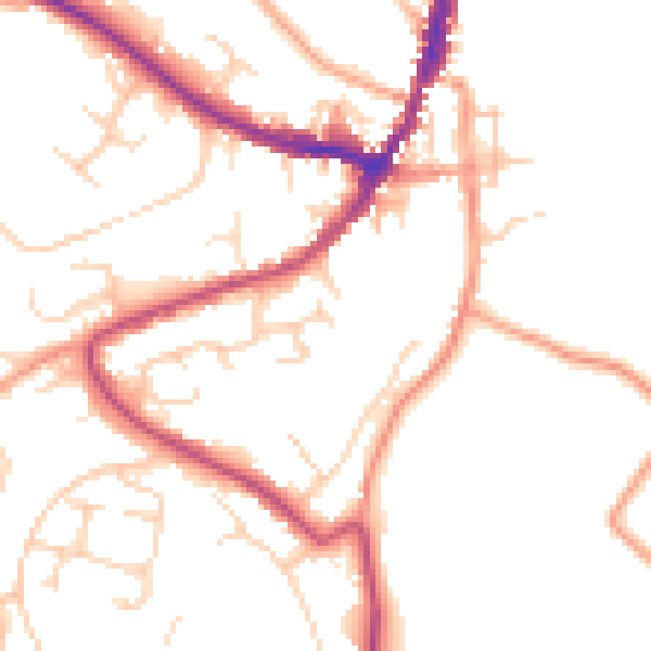 Daytime road noise heatmap for GU29 9QN