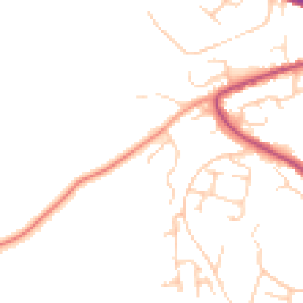 Daytime road noise heatmap for GU29 9QR
