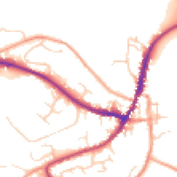 Daytime road noise heatmap for GU29 9RP