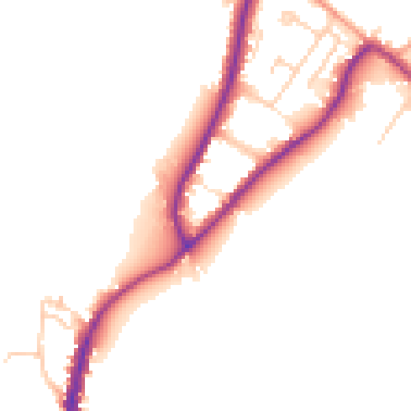 Daytime road noise heatmap for GU29 9RT