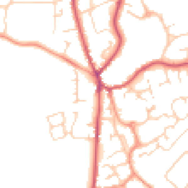 Daytime road noise heatmap for GU30 7AA