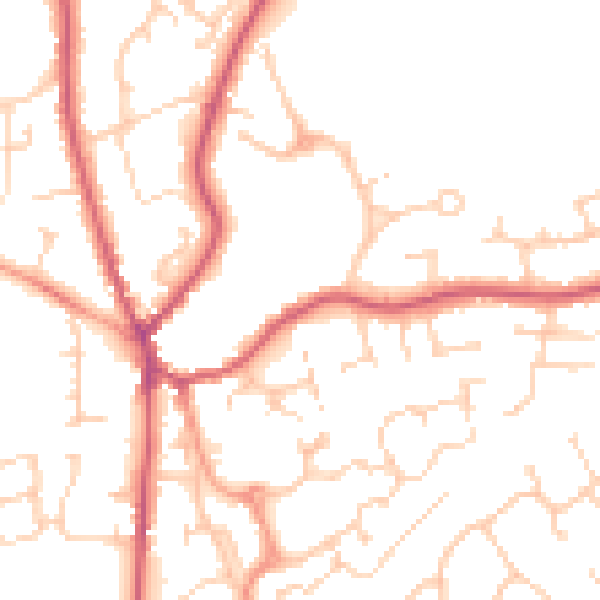 Daytime road noise heatmap for GU30 7BB