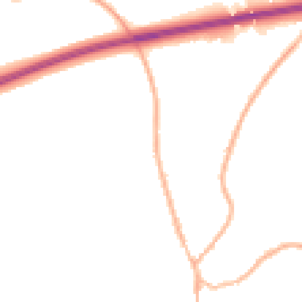 Night-time road noise heatmap for GU30 7PR