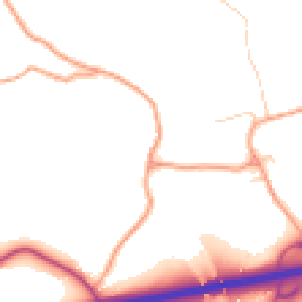 Daytime road noise heatmap for GU30 7SP