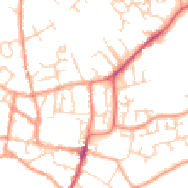 Daytime road noise heatmap for GU31 4AG