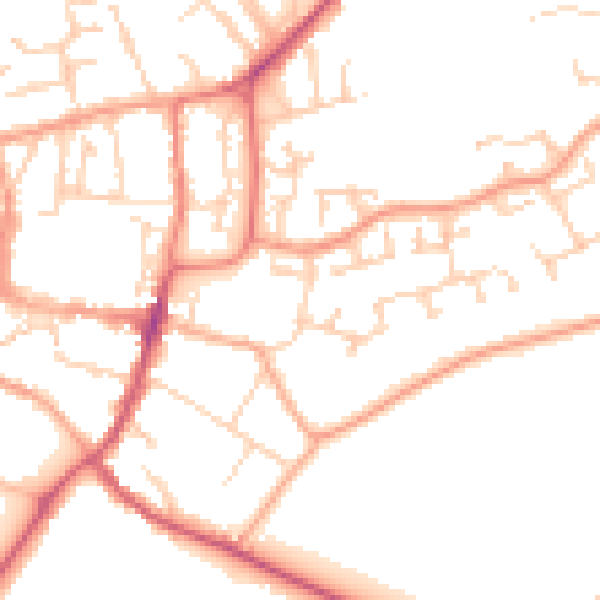 Daytime road noise heatmap for GU31 4DP