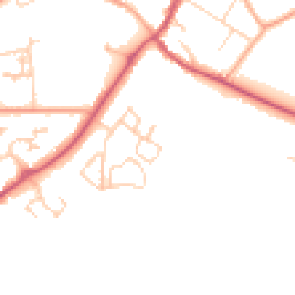 Daytime road noise heatmap for GU31 4FU
