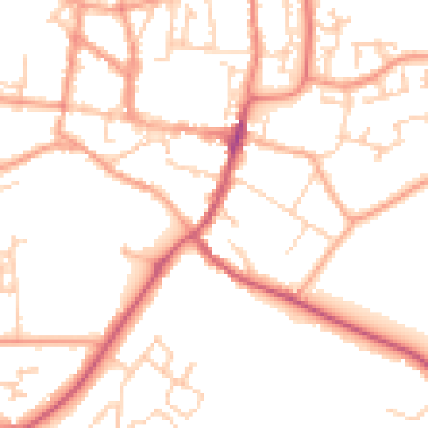 Daytime road noise heatmap for GU31 4JJ