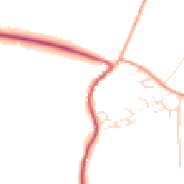 Daytime road noise heatmap for GU31 5QH