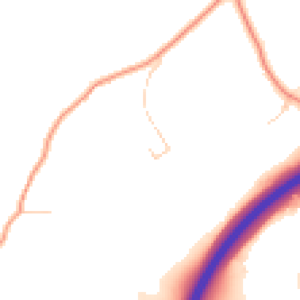 Daytime road noise heatmap for GU32 1AQ